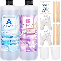 Epoxyhars met verharder 472 ml, epoxyharsset voor beginners, glasheldere kunsthars, epoxyhars met stokken, maatbekers, druppelaars, handschoenen voor kunsthandwerk, sieraden, riviertafels, hout