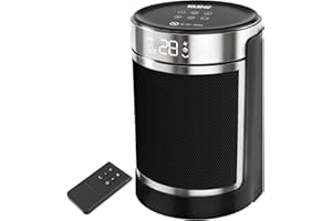 YASHE Chauffage d'appoint électrique, Céramique PTC 1500W Radiateur Soufflant, Télécommande, Protection Anti-Basculement et Anti Surchauffe, Mode ECO, Minuterie 1-24 h, Sécurité Enfant