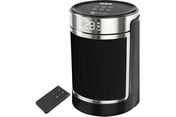 YASHE Electric Heater 1500W PTC Ceramic Heating Element with Remote, 40dB Quiet, Overheating and Tip-Over Protection, 1-24 Hour Timer 70° Oscillating Fan Heater for Bedroom Office Indoor