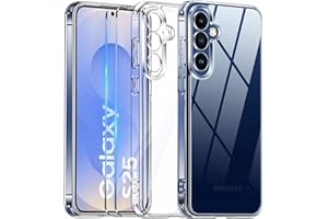 COPIKE Funda Antigolpes para Samsung Galaxy S25 con 2 Protectores de Pantalla, Carcasa Protección Cámara Delgada Anti-Amarillo Antiarañazos PC Duro Respaldo, Transparente