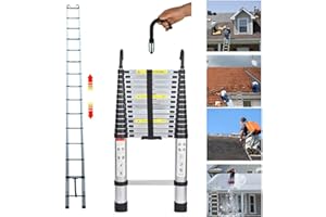 YIYAI Échelle Télescopique 4,4m, Escabeau Telescopique avec Crochets, Aluminium Échelle Télescopique Pliante Extensible, Echelle de Couvreur Charge Maximale 150kg
