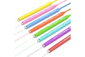 AECHY 8PCS Curve Highlighter Pen Set, Dual Tip Marker Pens with 6 Different Curve Shapes & 8 Colors Mark Lines, Aesthetic Curve Marker Highlighter for Journal Planner School Supplies