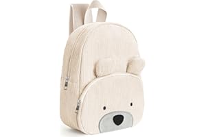 LEZEHEA Sac a Dos Enfant Maternelle Velours Côtelé Ours,Générique Cartable Fille Primaire,Cartable Scolaire Maternelle Sac à Dos Mignon,Sac à Dos Scolaire Animaux pour garçons Filles Jardin Petit Ours