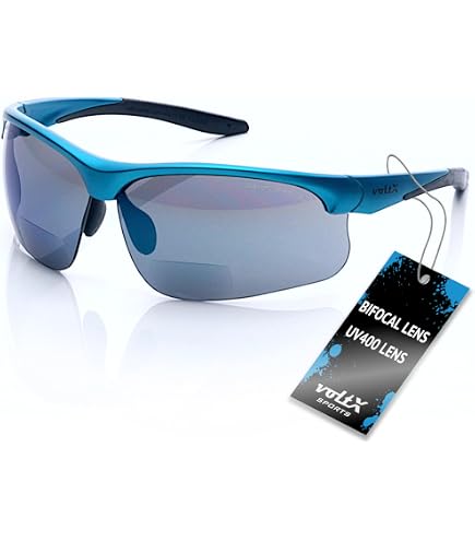 voltX CONSTRUCTOR ULTIMATE Bifokale Schutzbrille mit Lesehilfe (Blauer rahmen, rauchglasfarbene Gläser +1,0 Dioptrien
