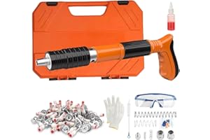 GÉNÉRIQUE Kit Pistolet à Clous Cloueuse Pneumatique Puissance Réglable Pistolet à Ongles Portable avec 100 pcs Clous Lunettes Gants