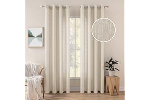 MIULEE 2 Unidades Cortinas Salon Translucidas Poliéster Lino con Ojales Visillos de Dormitorio Moderno Ventana Salon Habitacion Cuarto Dormitorio Comedor Cocina 140 x 245 cm Beige Claro