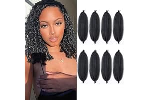 LIANLIAN 12 inch 8 Packs Pre-Separated Springy Afro Twist Hair Synthetic Marley Crochet Braiding For Distressed Soft Locs Extension For Black Women (12 Inch, 1B)