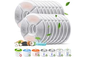 MUKKELA Filtri Fontanella per Gatti, 16 Pezzi di Filtro a Carbone Filtri da fontana ad acqua gatto per 2L/2,4L Fontana, Tripla Filtrazione Filtri di Ricambio per Dispenser Acqua Fontana Gatto/Cane da 2L/2,4L