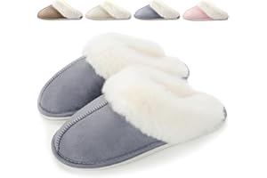 HILAX Kapcie damskie, męskie, zimowe pluszowe, z ciepłą podszewką, wygodne, antypoślizgowe, płaskie kapcie