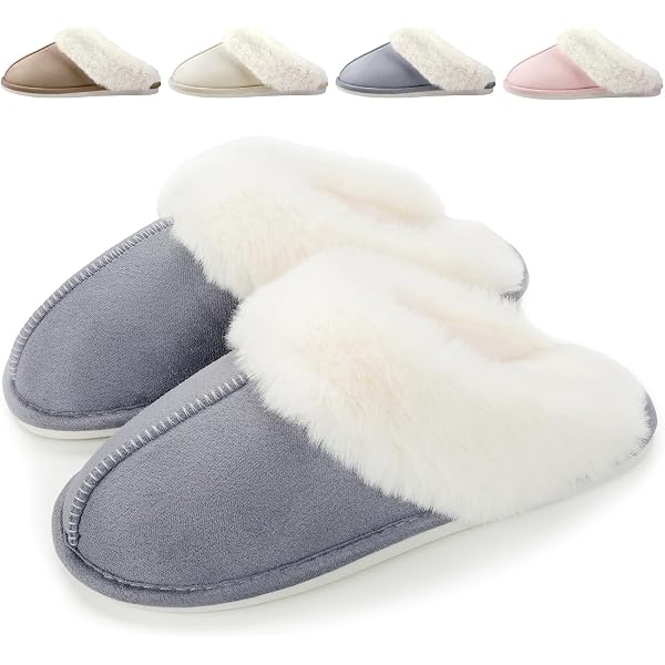 Pantofole Da Donna Rosa In Pelliccia Sintetica – Taglia USA 6-9, Memory Foam