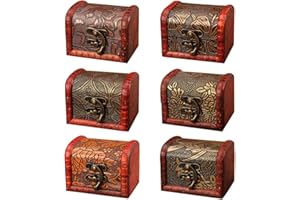 Mineup Scrigno del Tesoro in Legno, Mini Scrigno del Tesoro Vintage Cassettina, Piccolo Scrigno del Tesoro con Motivo Floreale Decorativo per Gioielli Riporre Collane Orecchini Anelli