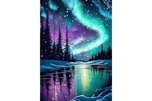 HKLIOPU Northern Lights Landscape Diamond Art Kits Adults,5D Diamond Painting Kit for Beginners,Gem Art Stitch Painting Kits DIY Crafts Kits,30x40cm