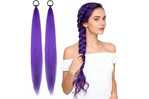 VPB Extensiones de Cabello Trenzado Púrpura 26 Pulgadas, 2 Piezas Pre-Estiradas con Banda Elástica para Trenzas, Cosplay y Peinados de Mujer
