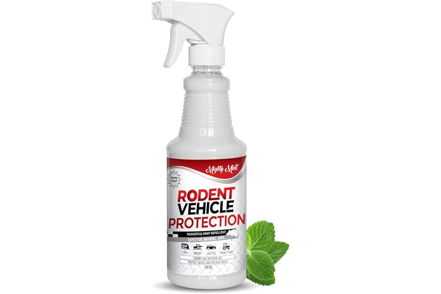 Mighty Mint Peppermint Oil Rodent Repellent Spray for Vehicles – Natural Mouse & Rat Control for Car Engines, RVs, Trucks & Boats – Plant-Based, Extra-Strong Formula – 16 oz
