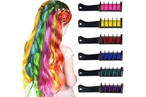AOOWU 6 Color & Hair Chalk Comb Set for Girls & Kids, Safe Non-Toxic Washable Hair Dye Brush, Halloween New Year Party Cosplay