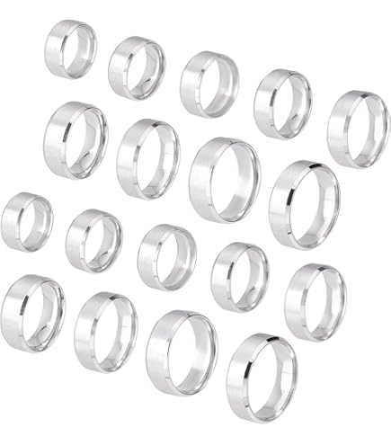 12 Anelli Fasciati In Acciaio Inossidabile Larghezza 8mm, Misure 6-11, Finitura Opaca Per Gioielli Fai-da-te