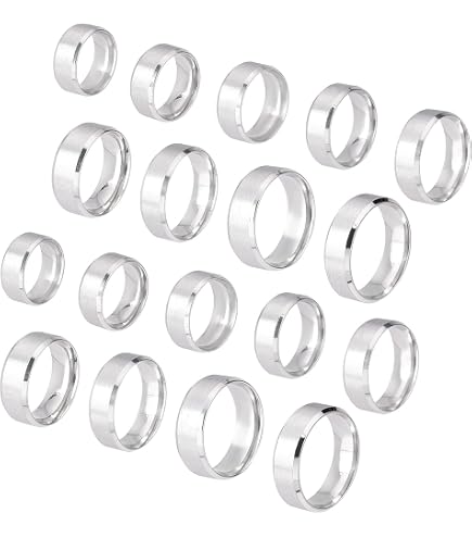12 Anelli Fasciati In Acciaio Inossidabile Larghezza 8mm, Misure 6-11, Finitura Opaca Per Gioielli Fai-da-te