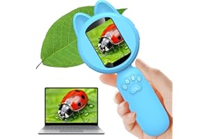LEIPAN Kids Handheld Microscope - Kids Magnifying Glass with 2" HD LCD Screen & 8 LED Lights,Portable Science Explorer Toys, STEM Gift for Boys Girls Ages 3-12 Blue