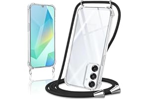 Coiwxmoi Handykette Handyhülle für Samsung Galaxy A16 5G Hülle mit Band 6.7",Transparent Case mit Kette Abnehmbar zum Umhängen Kordel Schutzhülle,Weich Silikon TPU Stoßfest Cover,Schwarz