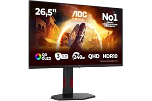 AOC Gaming Monitor Q27G4ZDR 27 tum, 240 Hz, QD-OLED-panel, 0,03 ms GtG, HDR10, G-Sync, kompatibel, höjdjusterbar, USB-hub (25