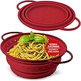 Coolinato Colino in silicone, pieghevole e lavabile in lavastoviglie, colino per pasta, inserto per vapore, colino da cucina,