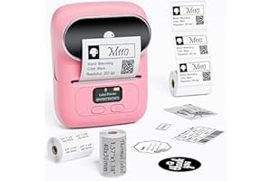 Memoking M110 Máquinas de etiquetado con 3 Rollos de Etiquetas térmicas, máquina de Etiquetas Bluetooth, Impresora de Etiquetas de Archivos para Uso en Oficina, hogar, Negocios
