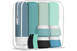ALIIP Botes Viaje Rellenables,Botellas de Viaje Silicona 40/90ml,Kit Viaje Avion Transparente y Botes Exprimible,Envases Silicona Suave para Gel y Champú,Loción,Cosméticos,A Prueba de Fugas 8pcs-C06