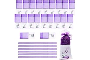 BDBF 20 Pieces Sachet Empty Bags Lavender Sachets Bags Scented Sachets Sacks Organza Gauze Bags,Natural Fragrant Lavender Filled Organza Gauze Bags Wardrobe Freshener and Drawer Natural Scent
