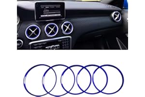 5PCS Youzzei Auto Klimaanlage Dekoration Ring, Mercedes Benz Ringe AufkleberLüftungsringe Für Mercedes Benz A B CLA GLA Klasse Aufkleber, Aluminiumlegierung Mercedes A Klasse Aufkleber- Blau