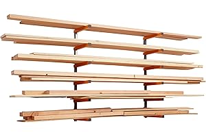 Bora Wood Organizer and Lumber Storage Metal Rack with 6-Level Wall Mount – Indoor and Outdoor Use, In Orange | PBR-001