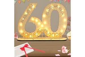 Seutgjie Deko 60 Geburtstag Frau Mann, 1966-2026 Geldgeschenke Geburtstag 60 Originelle Holz Schild Gästebuch mit LED Lichterkette für Männer Frauen Diamantene Hochzeit Jubiläum Tischdeko