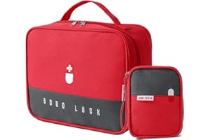 ZOONVII 2 Pièces Trousse de Premiers Secours,Boite de d'urgence,Trousse de Secours Vide,Portable,pour Camping, Voyages,l'école et la maison. (rouge)