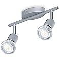 B.K.Licht Faretti LED da soffitto orientabili, include 2 lampadine LED GU10 da 5W 400Lm, luce bianca neutra 4000K, plafoniera