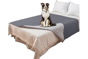 RAPRAP Waterproof Dog Blanket 82"x82" Antislip Pet Bed Cover Sofa Couch Furniture Protector Cover for Kids Children Dog Cat, Gray