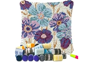 YOOTOM Knüpfhaken Kissen Kits für Kinder oder Anfänger Erwachsene,Knüpfteppich Zum Selber Knüpf-Sets Kissenbezug Teppich Stickerei Set DIY Latch Hook Cushion 43x43cm