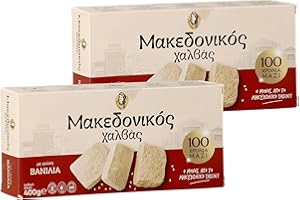 ‎JASSAS GRIECHISCHE FEINKOST Griechisches Halvas mit Vanille 2x 400g Box | Leckere Süßspeise | Klassiker aus Griechenland | +20ml Jassas Olivenöl