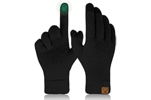 BLURBE Winter Touch Screen Gloves - Thermal Gloves Womens Ladies Thickened Knitted Gloves Mittens Soft Warm Gloves for Women Girls Smartphone Texting Ski Cycling Running Gifts UK