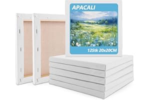 APACALI 12 Stück Keilrahmen 20x20cm, Leinwand 20x20, Keilrahmen aus Baumwolle, Leinwand zum Bemalen für Acryl, Leinwandbrett Künstler Keilrahmen, säurefreie weiße Leinwands