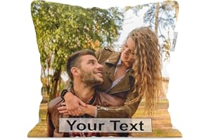 FEROCITY Spersonalizowany prezent fotograficzny z własnym zdjęciem (45 x 45 cm), poduszka ze zdjęciem i tekstem, z nadrukiem na rocznicę, urodziny, Walentynki (z wypełnieniem) zdjęcie Full [091]