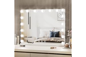 LIANWANG Lustro Hollywood z oświetleniem, 80 x 60 cm, 17 diod LED, możliwość ściemniania, do toaletki, lustro do makijażu z 3 temperaturami barwowymi, typ C i USB