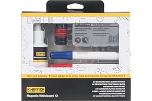 Bi-Office Kit di Pulizia per Lavagne Bianche con 4 Marcatori Assortiti, Detergente Spray, 6 Calamite e Cancellino Magnetico