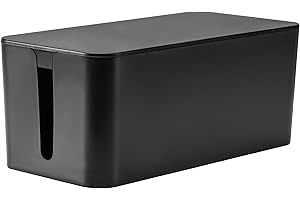 RICOO Organizador Cables Z2301-B, Caja Enchufes y Recoge Cables para el Hogar, Caja Guarda Cables Ordenar Cables, 23,5 x 11,5 x 12 cm, Negro