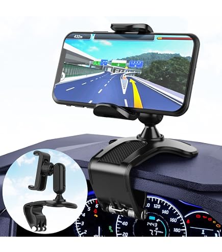 JAlanlan Supporto Universale Per Cellulare Auto – Girevole 360°, Fissaggio A Specchietto E Parasole, Adatto A Smartphone 4,7-6,7"