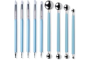 SCDZY 9 Stück Modellierwerkzeug, Töpferwerkzeug Keramik Werkzeug Set Schnitzwerkzeug Set Modellierkugel und Prägestift Werkzeug Polymer Clay Sculpting Tools, Blau
