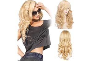 KAYEF ¡1 x 60cm peluca rubia con flequillo, peluca rubia larga con flequillo, peluca rubia natural larga para fiestas diarias, cosplay, fiestas, Halloween y mucho más!