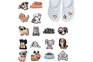 GURFZCYUOO 16Pcs Shoe Charms for Croc Charms, Cute Shoe Charms Animals Dog Shoe Accessory to Decorate Shoes, Cartoon Pvc Shoe Charms Decoration for Kids Teens Boys Girls Men Women Party Birthday Gifts