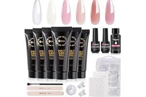 Mobray Poly Nail Gel Starter Set, 6 Farben Rosa Weiß Poly Acrylgel Nägel Gel Kit Building Extension Nail Gel Nail Art Komplett Geschenk für Frauen