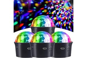 ‎CCHKFEI Mini Discokugel Licht,Tragbar Mini Auto LED Disco Party Light DJ Ball Partylicht mit Wiederaufladbar Akku,USB Stimme Steuerung Discokugel Bühnenbeleuchtung für Kinder Geburtstag Party Home (4-Pcs)