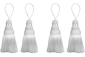 Fenghuangwu Colorful Tassel Key Tassel DIY Accessories for Curtain and Home Decoration 4 Packs (White)