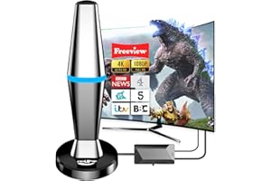 DGUPSP TV Aerial - High Gain Freeview TV Aerial with Signal Booster, Digital HDTV Aerial Indoor for 280+ Miles Long Range Reception, Support 4K 1080P VHF/UHF/DAB Radio and All TV